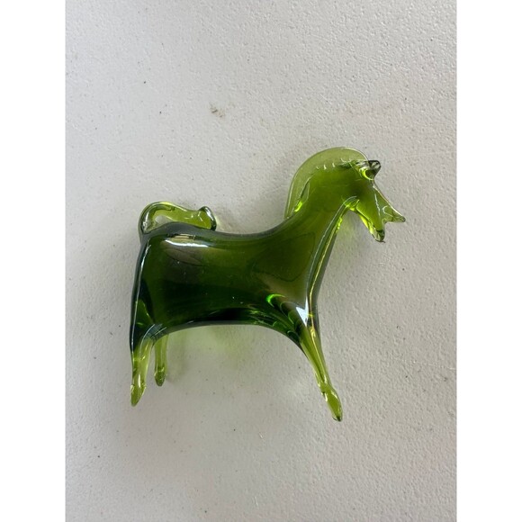 Mid Century Vintage Viking Art Blown Green Glass Standing Horse Figurine - Picture 4 of 6